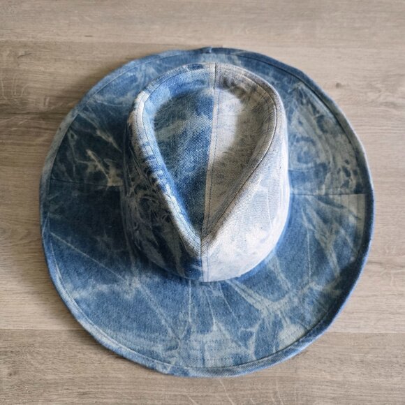Free People Kayce Indigo Cowboy Hat One Size Fits Most Cotton Lined Wyeth Walker main image 4